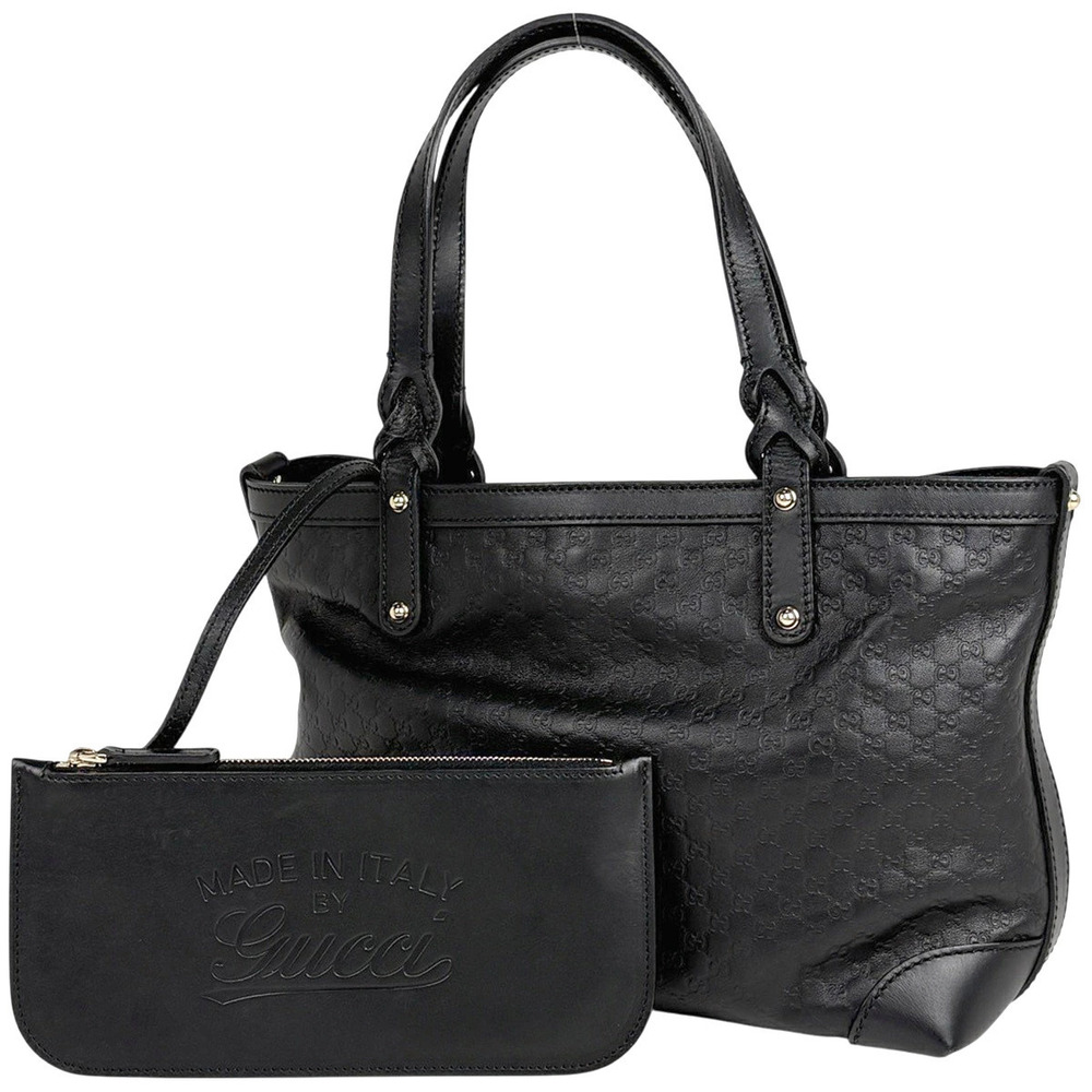 Gucci Microguccissima Leather Tote Bag Handbag Guccissima Black